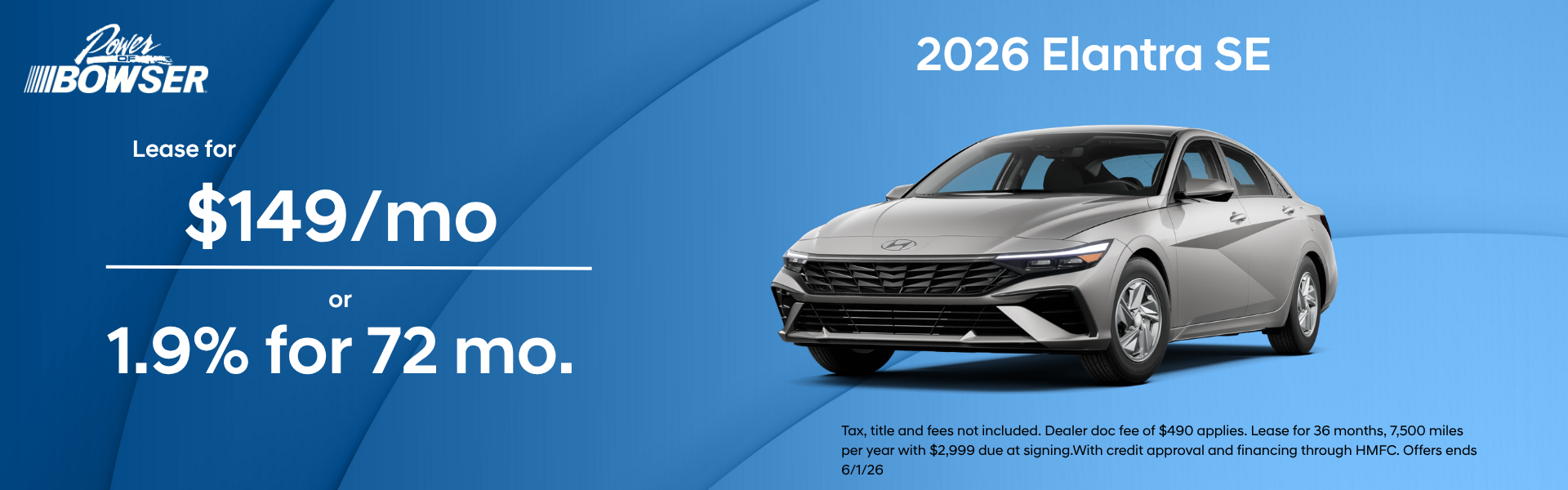 2026 Hyundai Elantra SE lease and APR